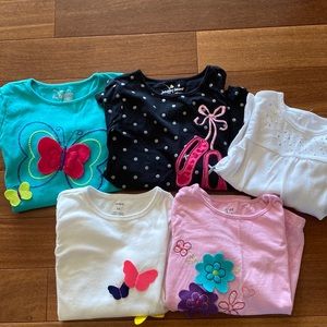 Girls long sleeve tees. 5 tops! 1 Carters, 3 Jumping Beans